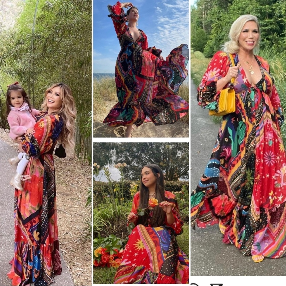 FARM Rio Vibrant Red and Blue Maxi Dress - Picture 12 of 16